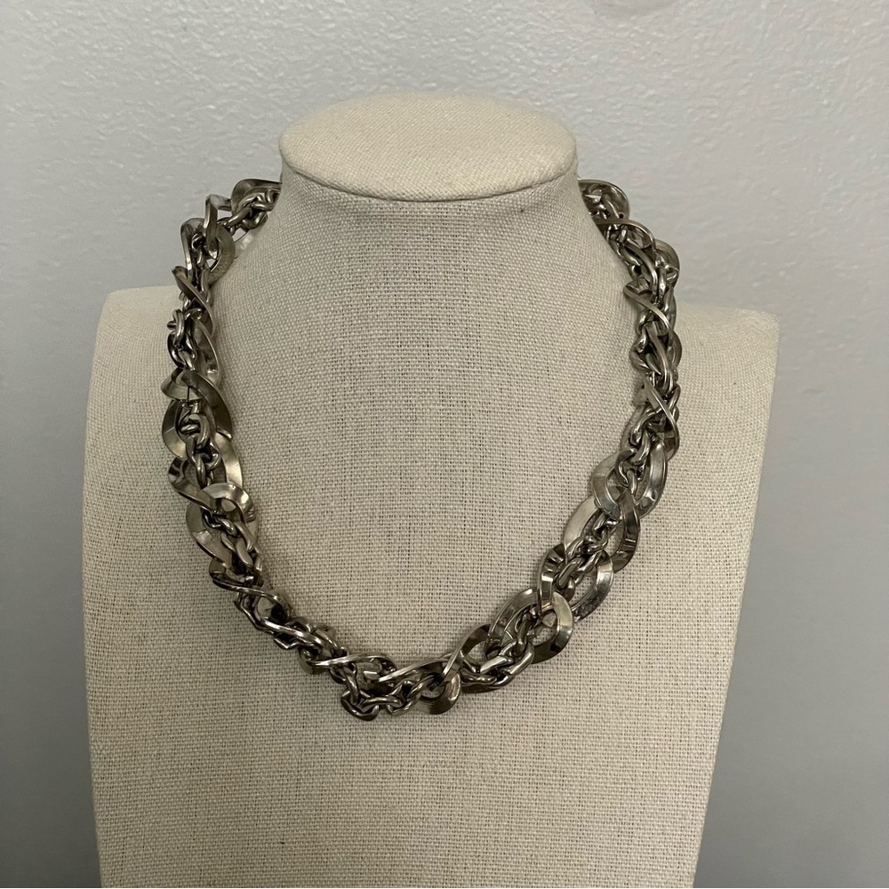Vintage Barclay Silver Tone Double Chain Necklace